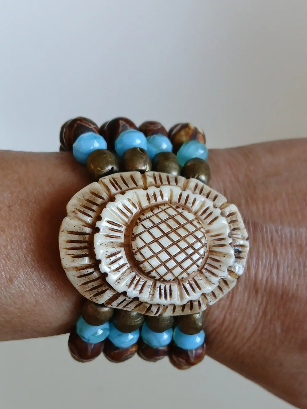Handcrafted Tortoise Shell Beaded Bracelet - Unbranded Nwt